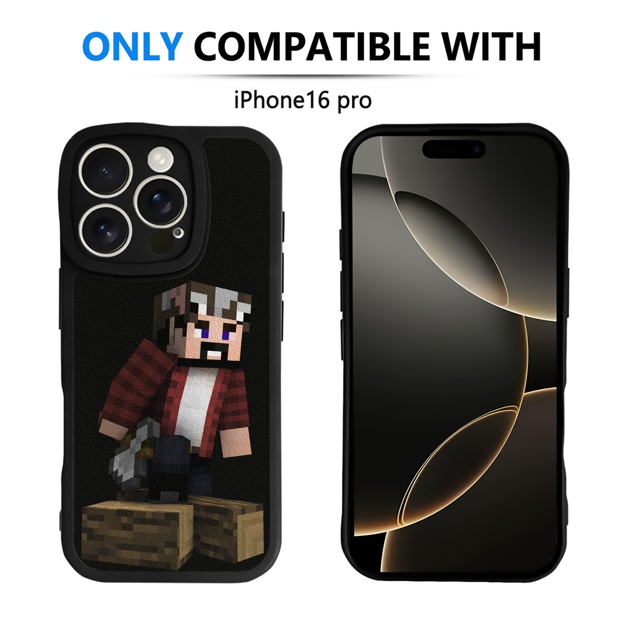 （画像用） マインクラフト ブロックの世界 Minecraft MC Block world 【iPhone 16シリーズ対応】シリコンスマホケース（レザー調） 材質：シリコン